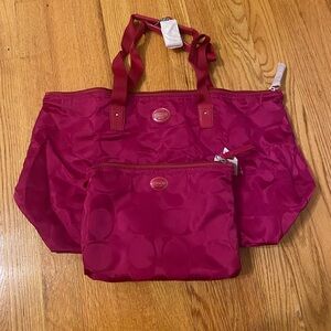 Coach Fuchsia Tote and Pouch Set